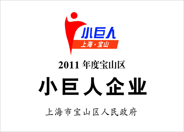 宝灵超亚被评为“2011年度宝山区小巨人企业”